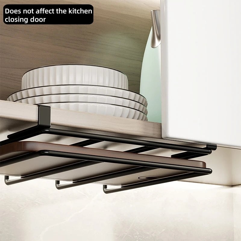 Under Cabinet Kitchen Hanging Organizer Rack Wall Mount Hooks