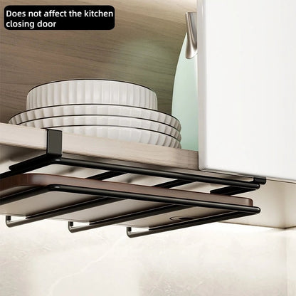 Under Cabinet Kitchen Hanging Organizer Rack Wall Mount Hooks