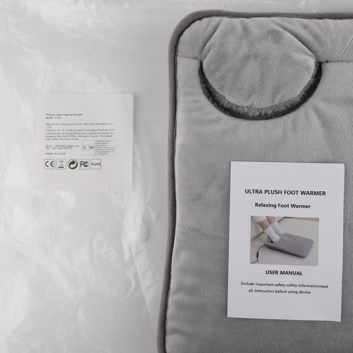 Electric Foot Heating Pad - 4 Temperature Levels, Timer, Portable