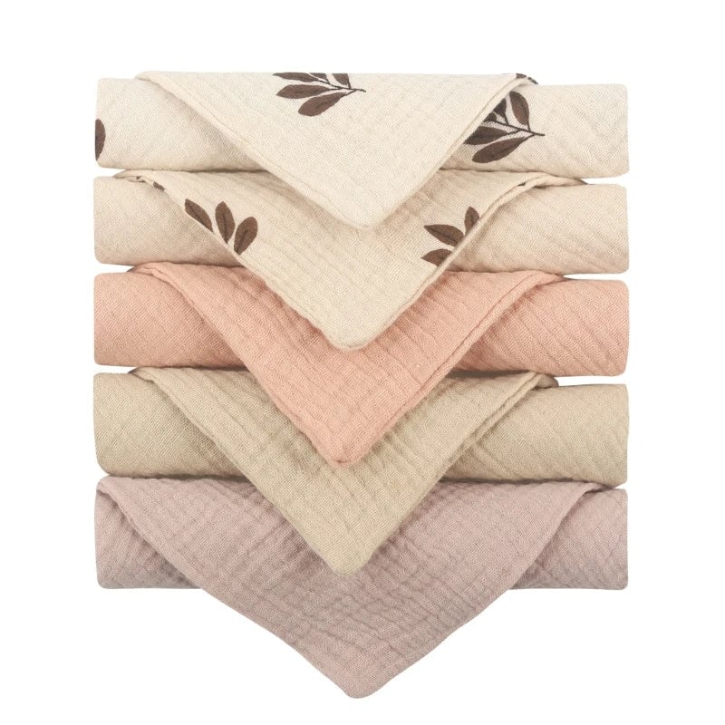 5PCS Soft Cotton Gauze Baby Towels - Absorbent Face Washcloths
