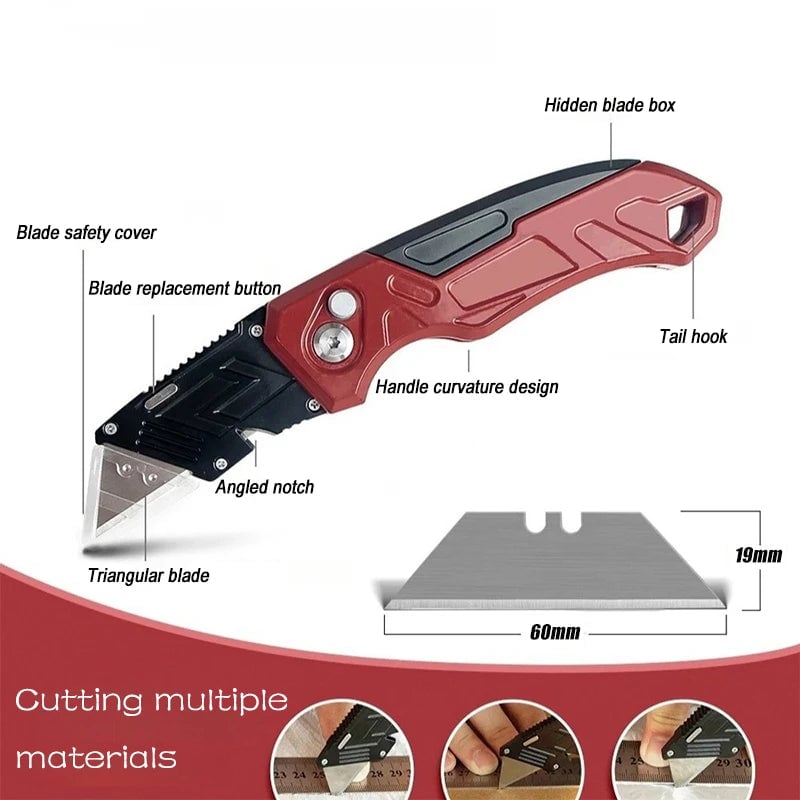 Folding Utility Knife with Replaceable Blades - Heavy Duty Cutter