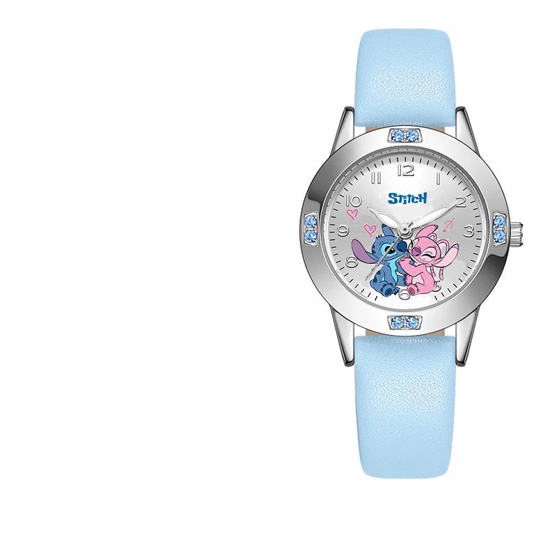 Disney Stitch Diamond Quartz Watch - Leather & Steel Band Women's Gift