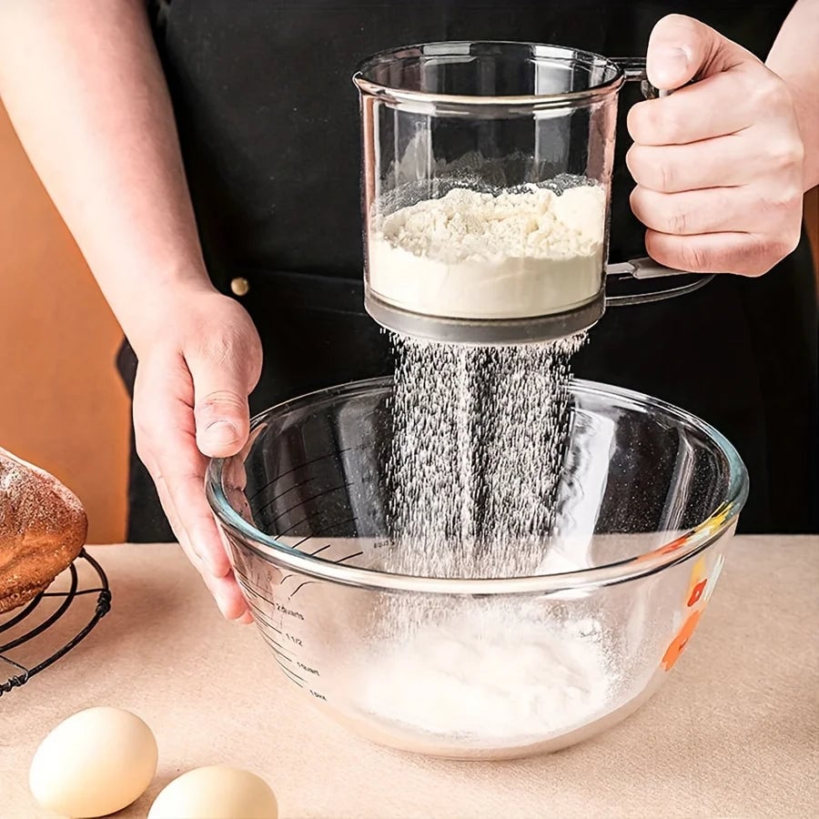 Semi-Automatic Flour Sifter Hand Press Transparent Non-Stick Sieve