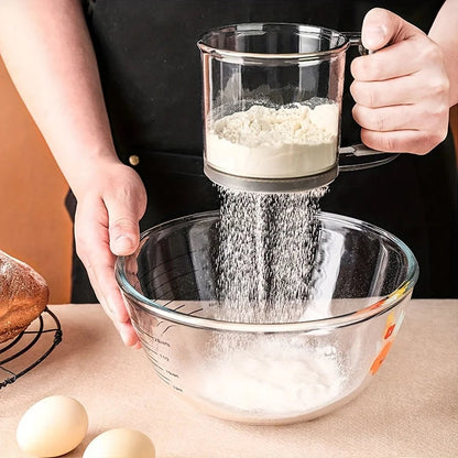 Semi-Automatic Flour Sifter Hand Press Transparent Non-Stick Sieve