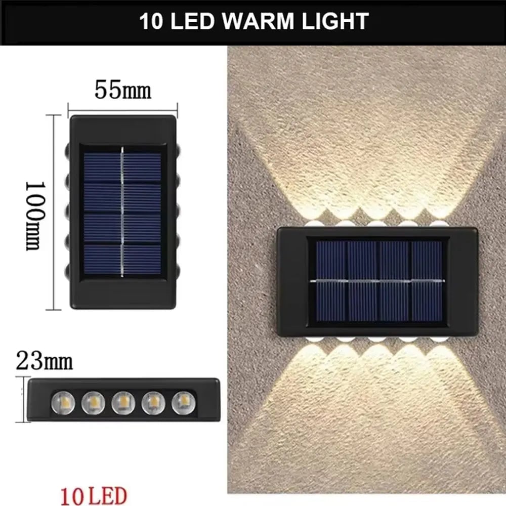 Waterproof Solar Wall Lamp Outdoor Up Down Warm Light Garden