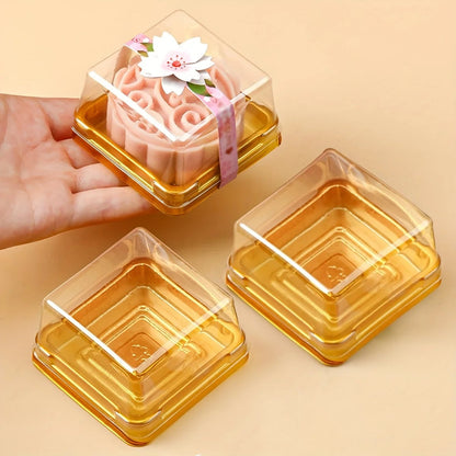 50pcs Mini Transparent Cake Boxes - Clear Cupcake Bakery Packaging