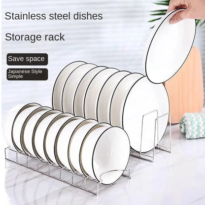 Stainless Steel Dish Draining Rack - Space Saving Plates Storage