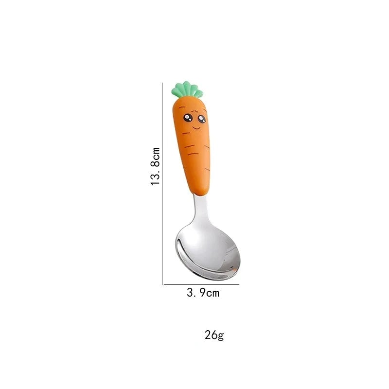 Stainless Steel Cartoon Spoon Fork Set Kids Baby Feeding Utensils
