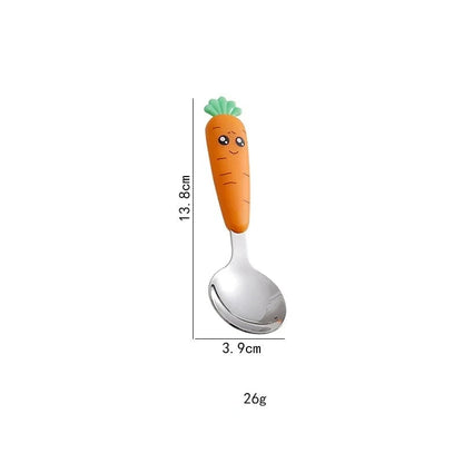 Stainless Steel Cartoon Spoon Fork Set Kids Baby Feeding Utensils