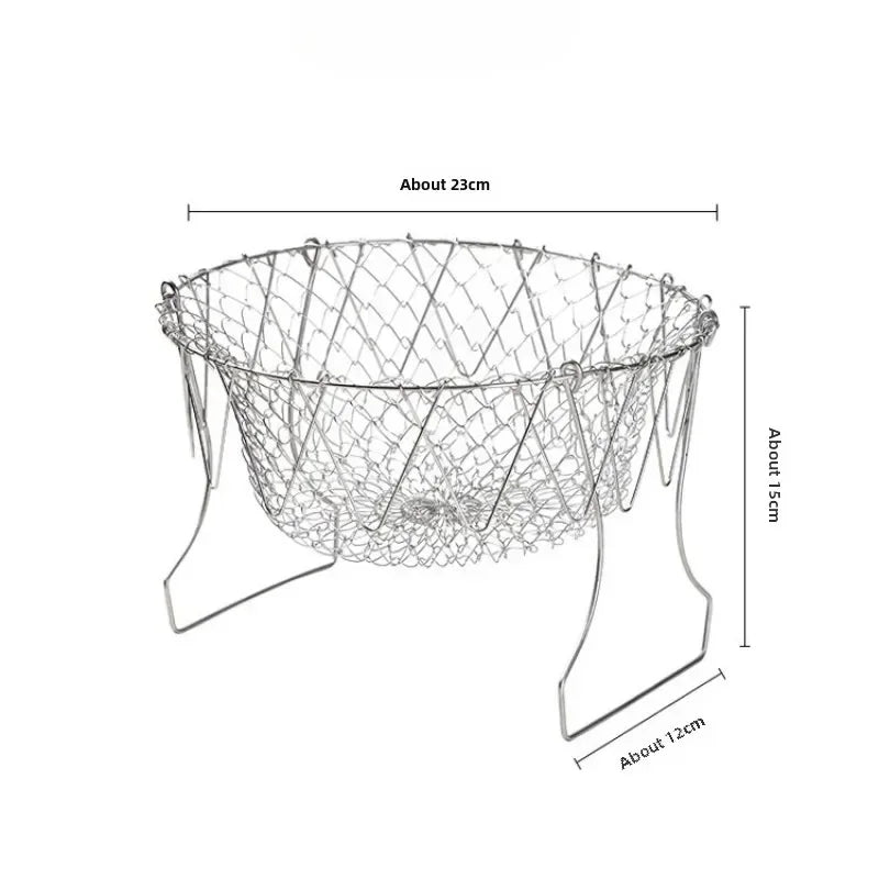 Stainless Steel Foldable Multifunctional Fryer Basket French Fry Strainer Kitchen Appliance Is Durable