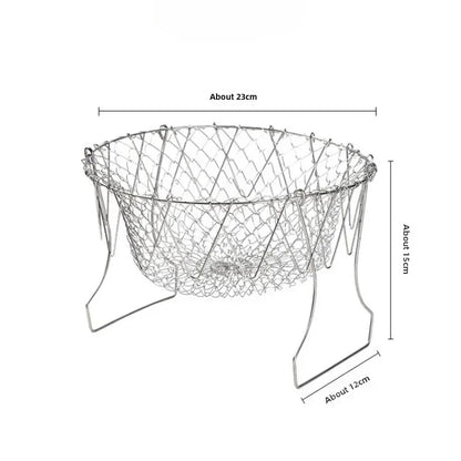 Stainless Steel Foldable Multifunctional Fryer Basket French Fry Strainer Kitchen Appliance Is Durable