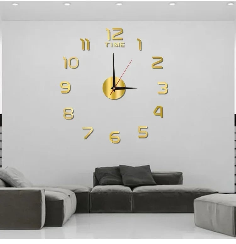 3D Acrylic Mirror Wall Clock Silent Digital Sticker Modern Decor