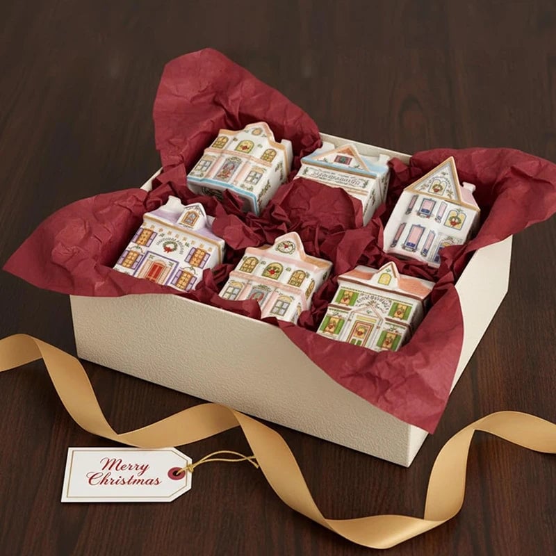 Mini Gingerbread House Spice Jar Set Holiday Village Kitchen Decor