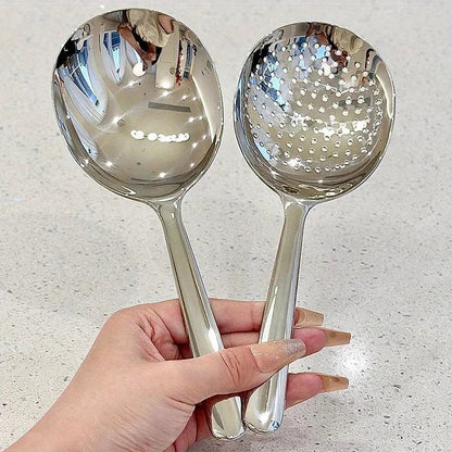 2pcs Heavy-Duty Commercial Kitchen Spoons - Heat-Resistant Handle