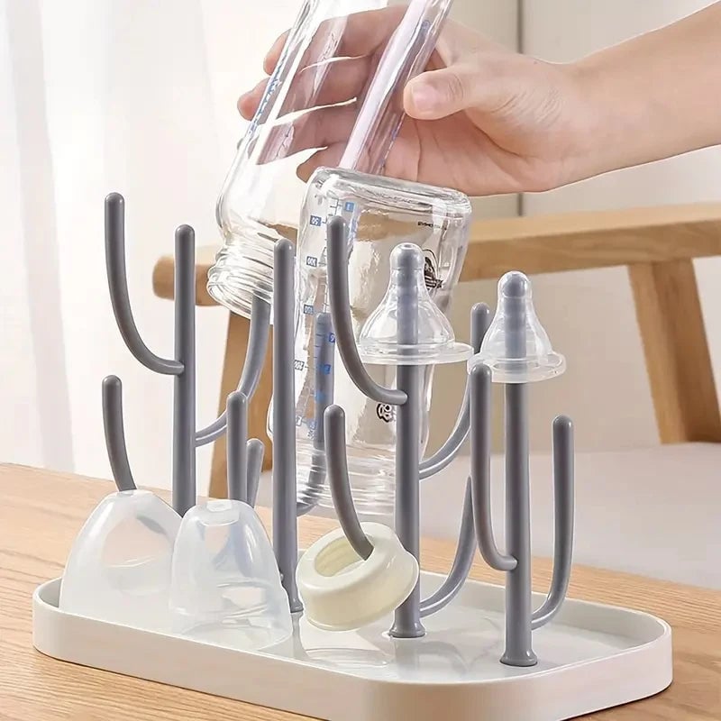 Tree Shaped Baby Bottle Drying Rack with Dust Proof Cover Holder