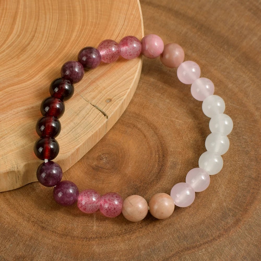 Pink Amethyst Beaded Bracelet - Natural Stone Self Love Jewelry