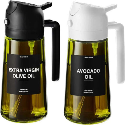 470ml Glass Oil Sprayer - 2-in-1 Olive Oil Dispenser & Spray Bottle
