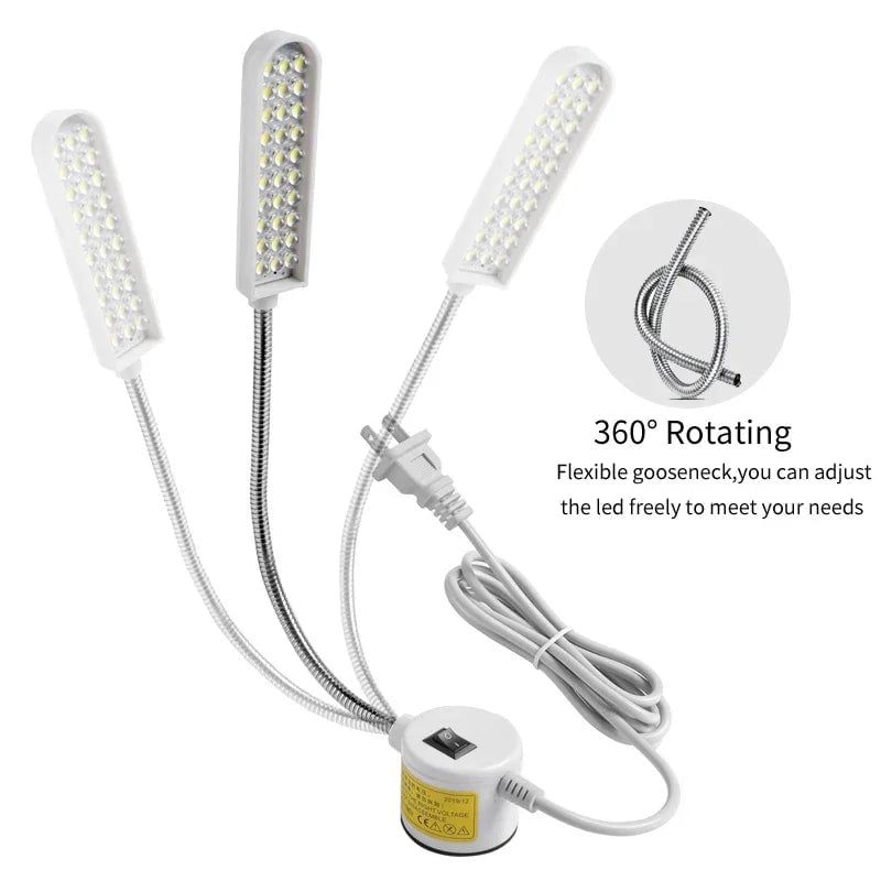 LED Sewing Machine Lamp 360° Flexible Gooseneck Magnetic Base Work Light