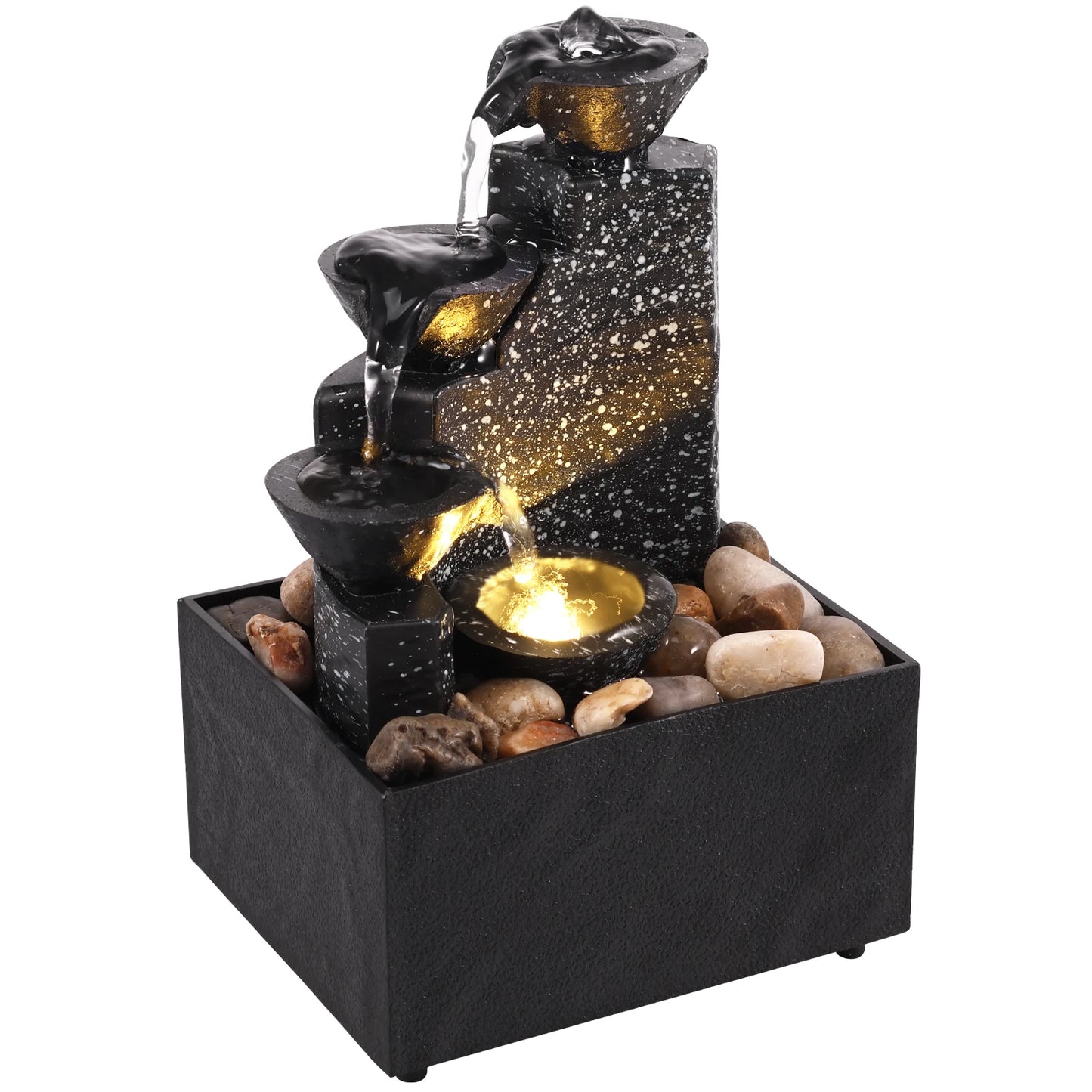 Desktop Waterfall Fountain - Small Tabletop Water Feature Decor
