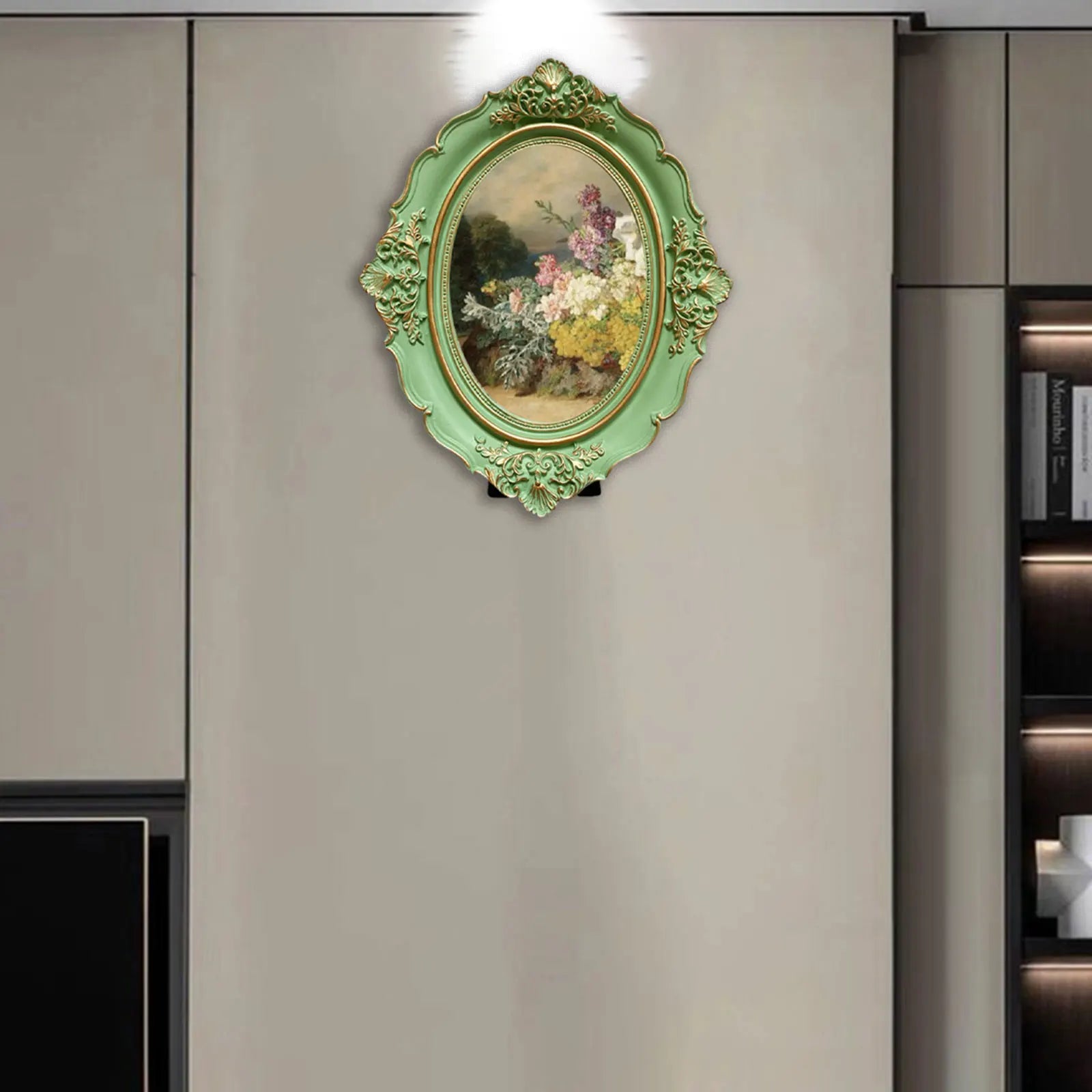 Vintage Baroque Oval Picture Frame - Antique Elegant Tabletop Wall
