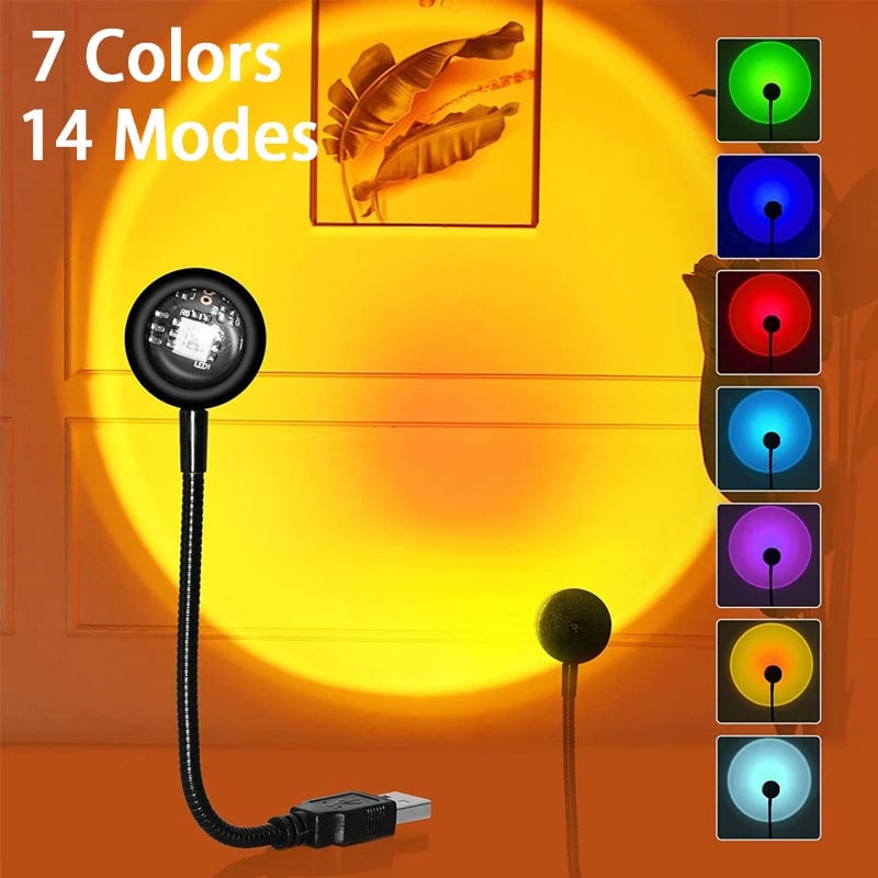 USB LED Sunset Projector Light - Ambient Atmosphere Neon Photography