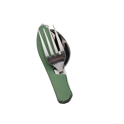 4-in-1 Stainless Steel Folding Camping Cutlery Set - Portable Kit