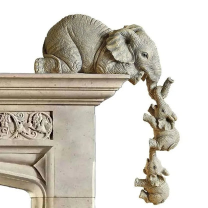 3-Piece Resin Elephant Baby Figurine Set - Miniature Home Decor