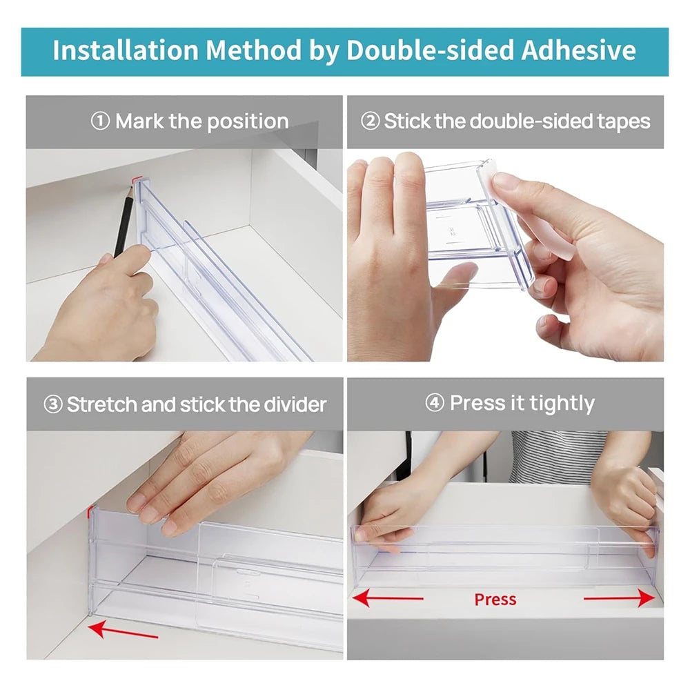 Adjustable Clear Plastic Drawer Dividers - 1/4/6pcs Organizers