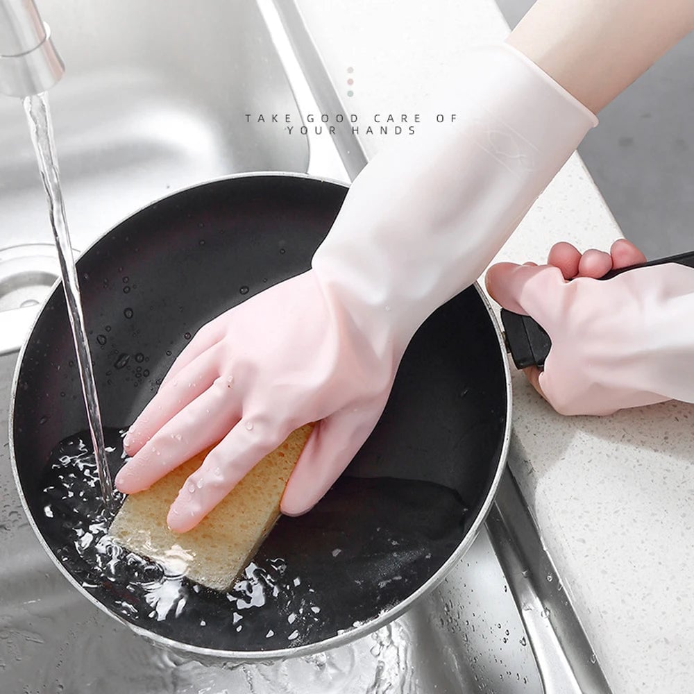 Waterproof Latex Rubber Cleaning Gloves - Kitchen Dishwashing