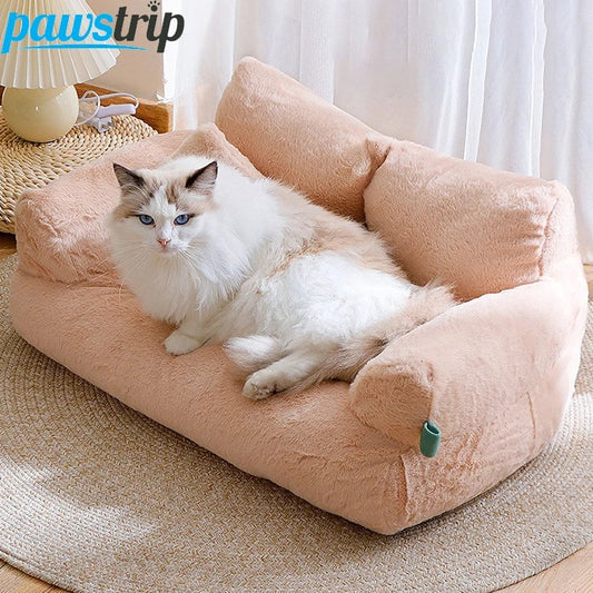 Plush Luxury Cat Bed Sofa - Winter Warm Pet Nest Small Medium Dogs