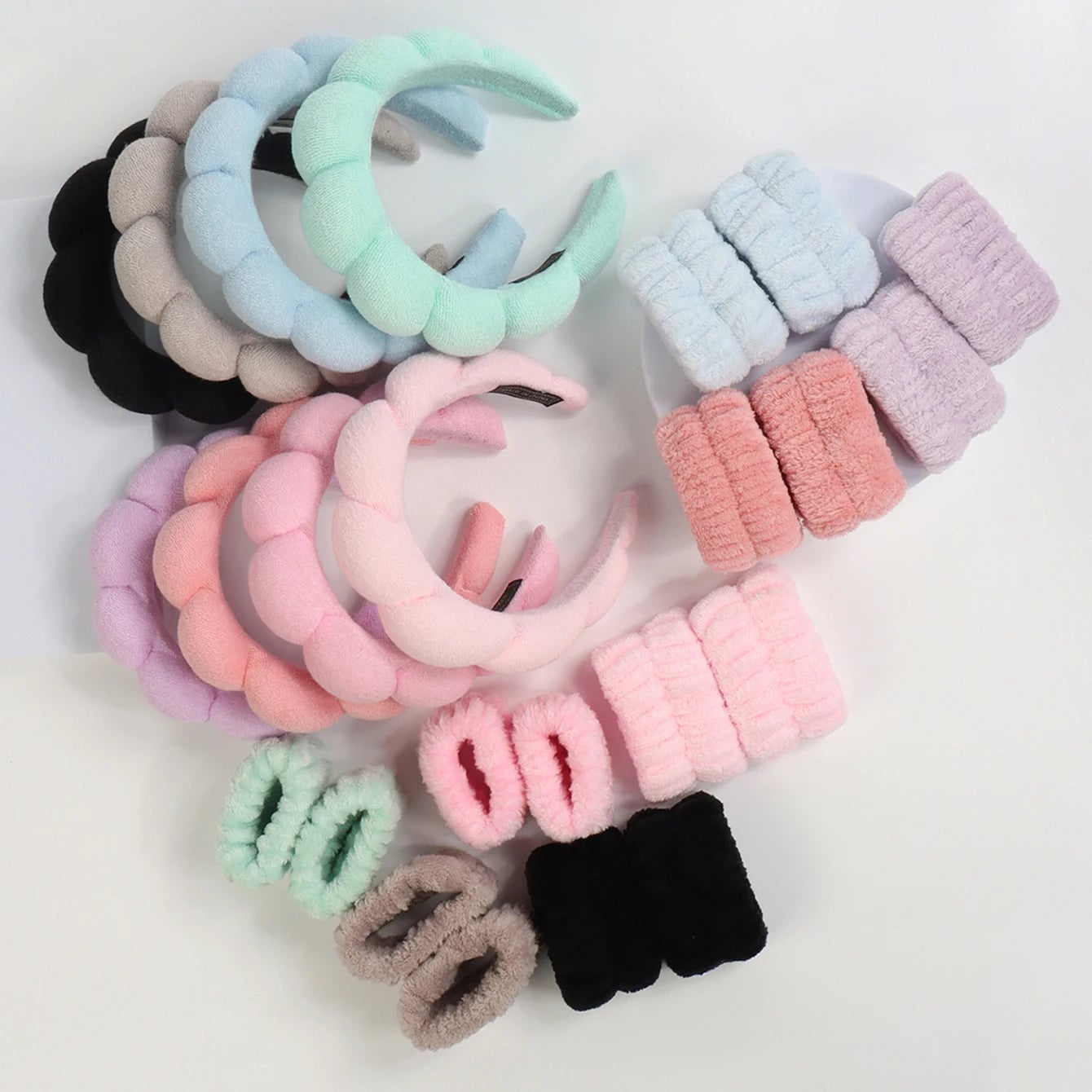 Microfiber Spa Headband Set - Face Washing Scrunchie Wristbands