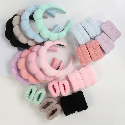 Microfiber Spa Headband Set - Face Washing Scrunchie Wristbands