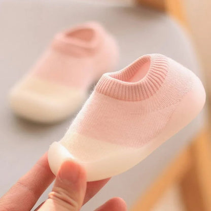 Soft Non-Slip Baby First Walker Shoes - Rubber Sole Knit Booties