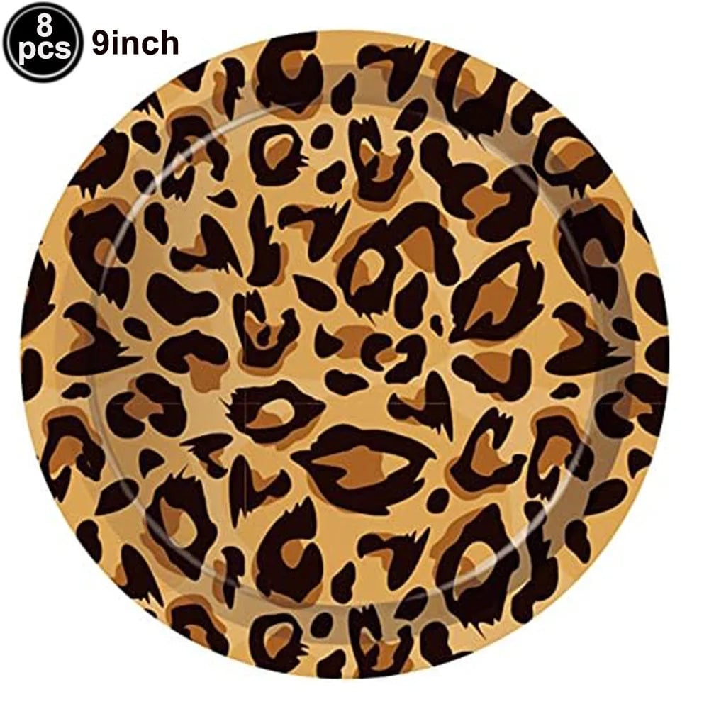 Jungle Animal Print Disposable Paper Plates Safari Party 8-Pack