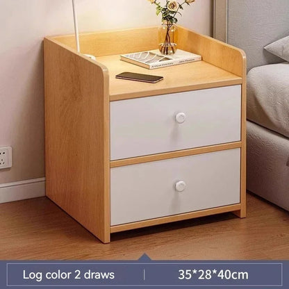 Nordic Modern Nightstand with Drawer - Wood Bedroom Storage Cabinet