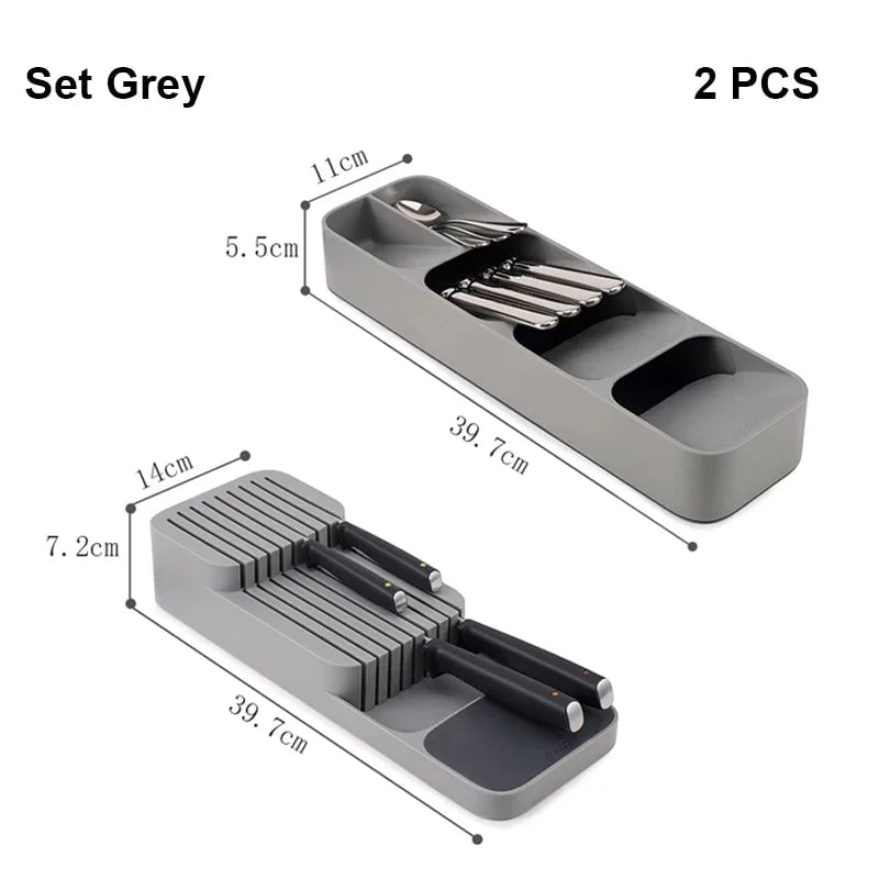 Kitchen Drawer Organizer Tray - Cutlery Storage Box Silverware