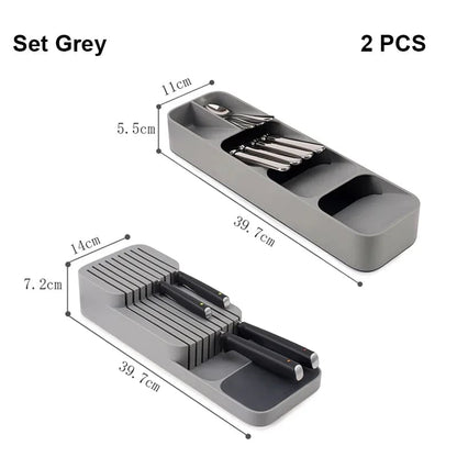 Kitchen Drawer Organizer Tray - Cutlery Storage Box Silverware