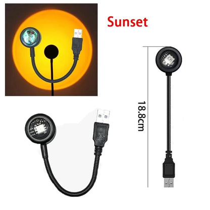 USB LED Sunset Projector Light - Ambient Atmosphere Neon Photography