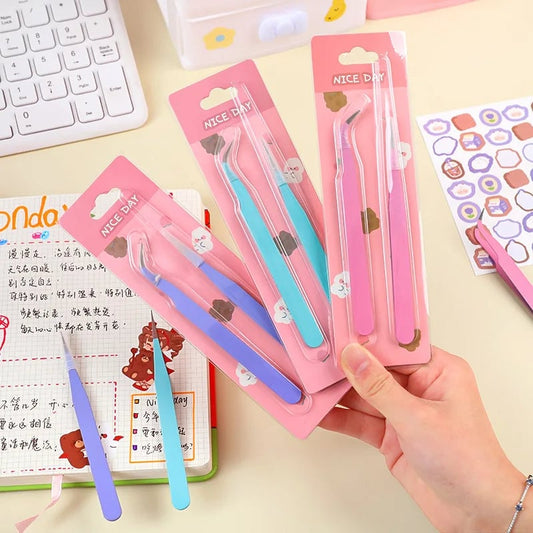 2pcs Macaroon Color Tweezers Set DIY Journal Scrapbook Sticker Tool