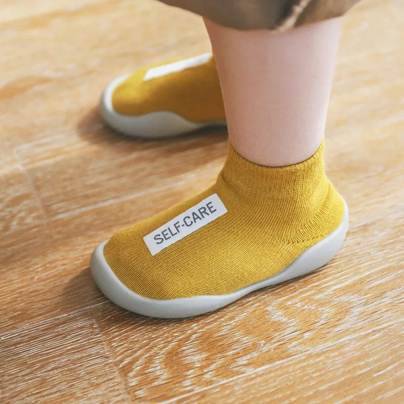 Soft Non-Slip Baby First Walker Shoes - Rubber Sole Knit Booties