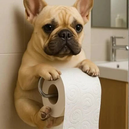 Resin Dog Tissue Holder - Toilet Paper Dispenser Bathroom Decor
