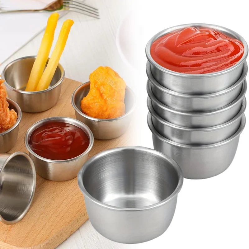 304 Stainless Steel Sauce Dipping Bowls 6/12 Pcs Round Mini Cups
