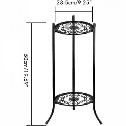 Double Layer Metal Flower Rack Plant Display Stand Indoor Outdoor