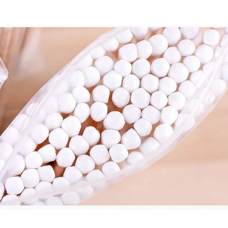 500pcs Double Head Wood Cotton Swabs - Makeup & Ear Cleaning Buds