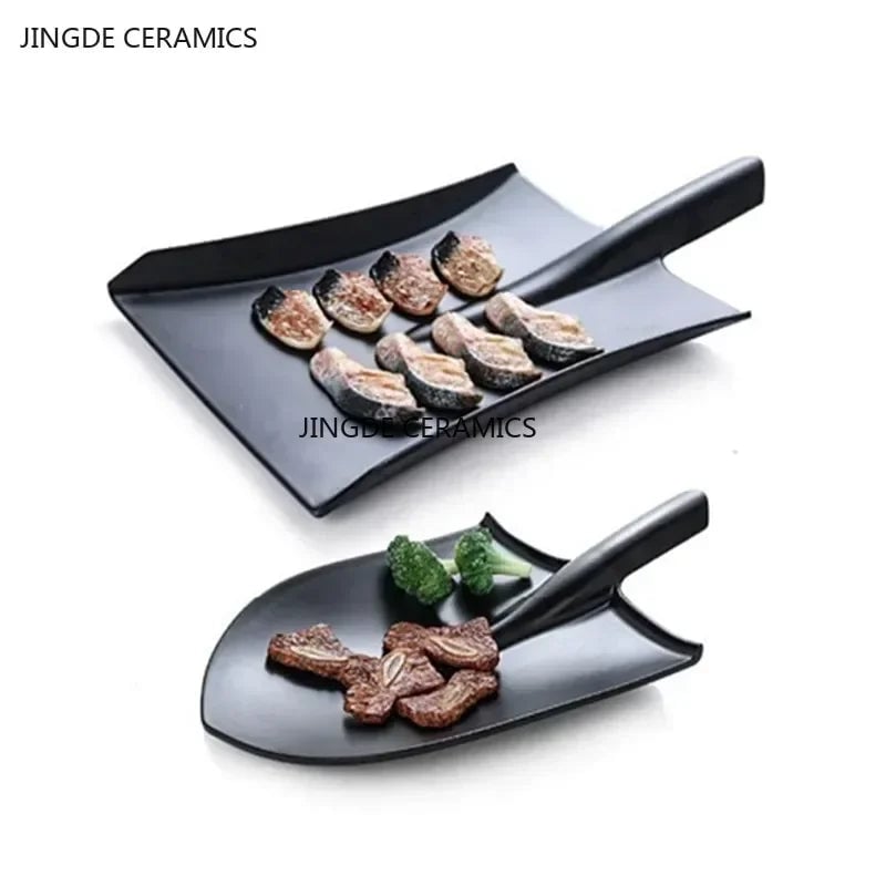 Black Melamine Shovel Plate - BBQ Serving Plate Restaurant Grade