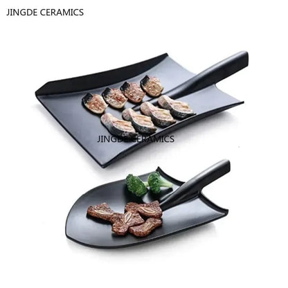 Black Melamine Shovel Plate - BBQ Serving Plate Restaurant Grade