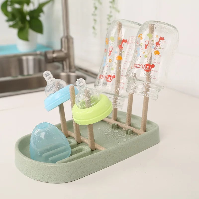 Wheat Straw Baby Bottle Drying Rack Feeding Cup Storage Holder