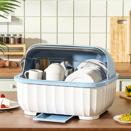 Kitchen Drain Cabinet Dish Storage Box with Lid & Chopsticks Rack