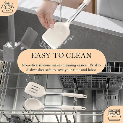 4Pcs Heat Resistant Silicone Cooking Utensil Set Spatulas Spoons