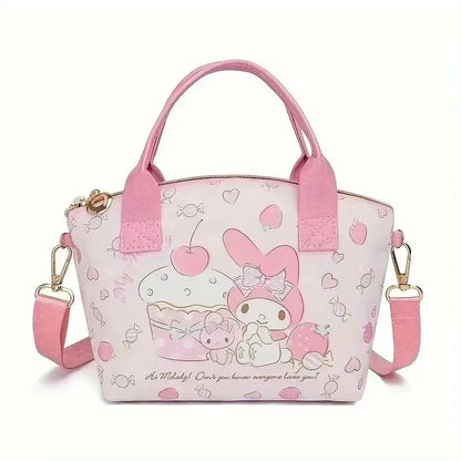Hello Kitty Large Capacity PU Leather Crossbody Cosmetic Bag